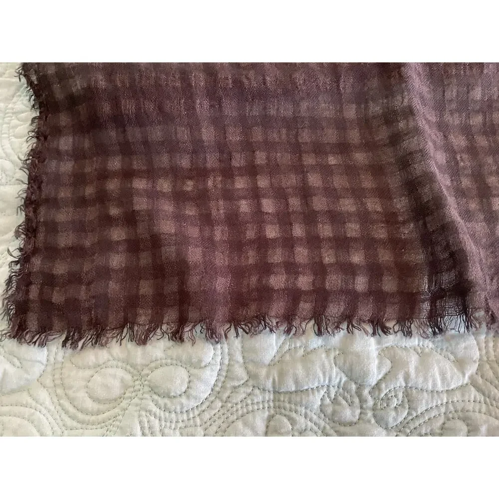 Black Plaid Fringe Scarf Long 78 x 36